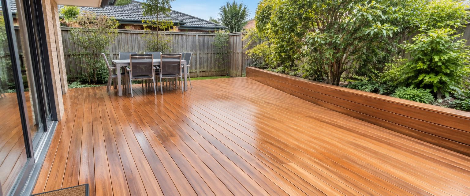 Illustrative clean residential deck surface