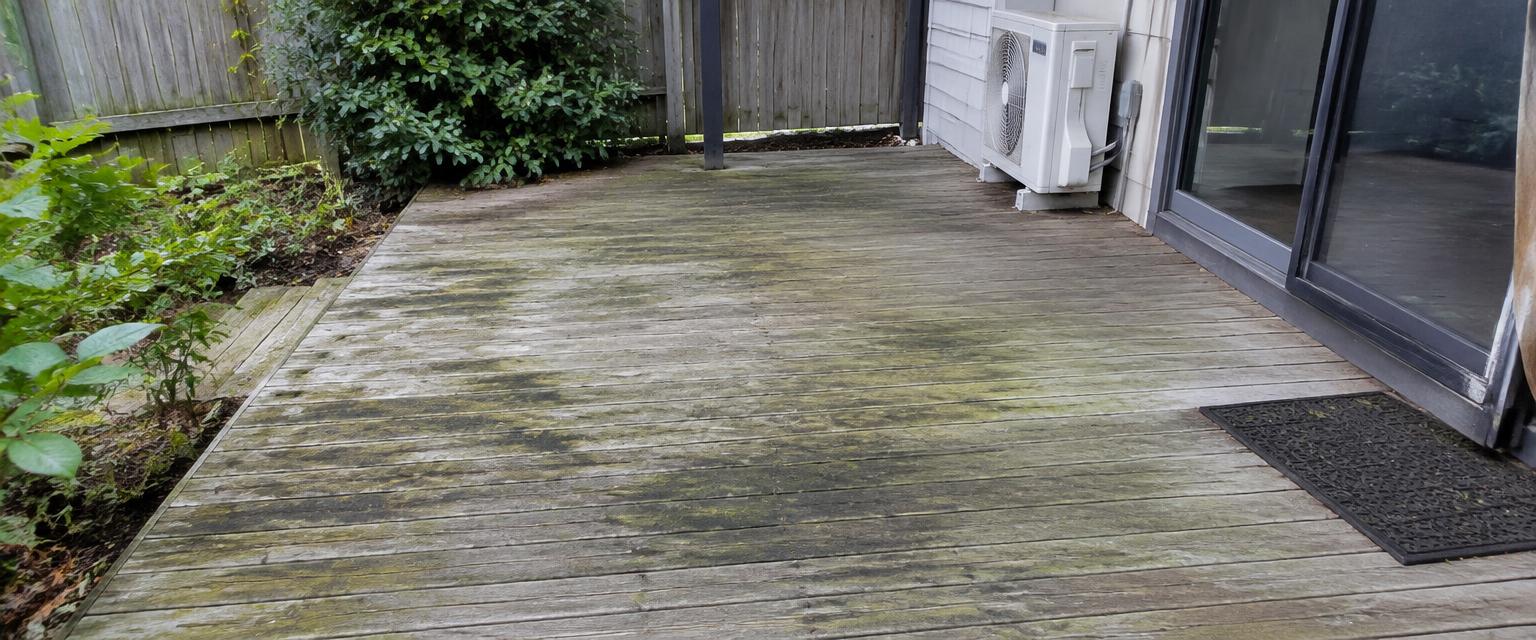 Illustrative deck cleaning before cleaning