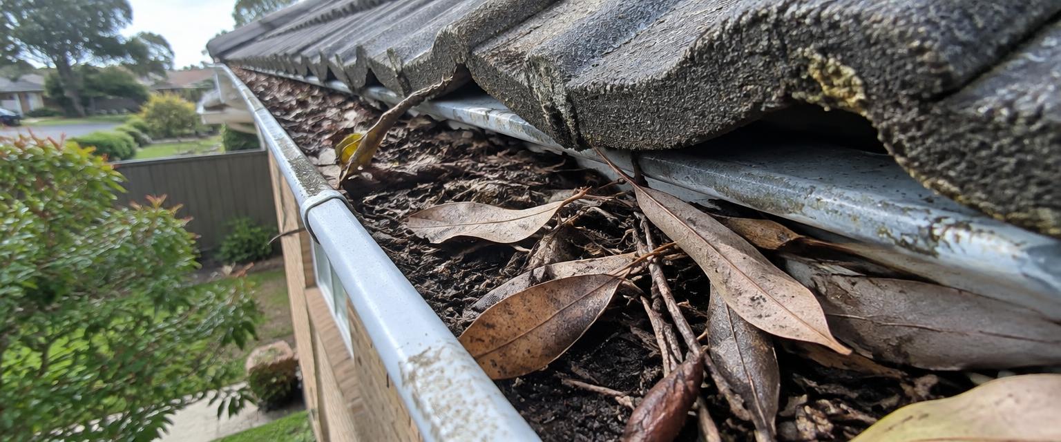 Illustrative gutter cleaning before cleaning