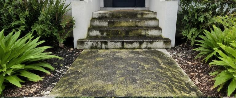 Illustrative concrete paths & front steps before cleaning