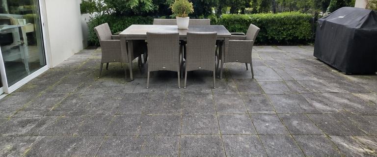 Illustrative patio & outdoor area cleaning before cleaning