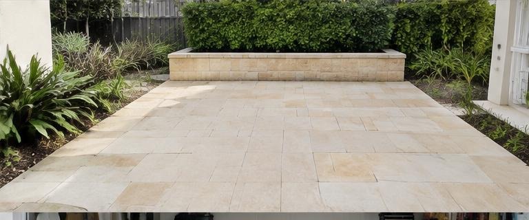 Illustrative clean residential pavers surface